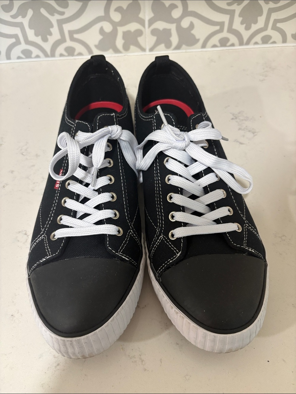 Levi's Black Canvas Low-Top Sneakers with White Laces